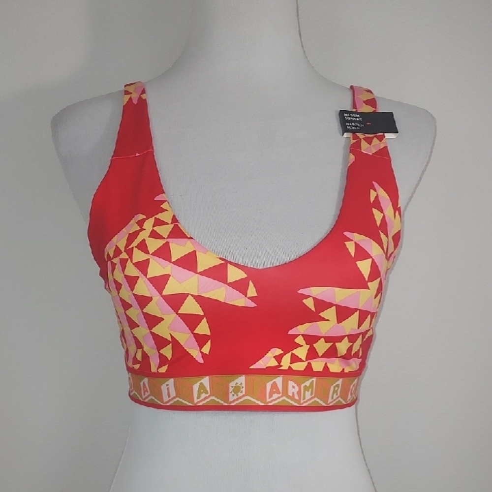 Adidas X Farm Rio 2023 Collab Tomato Red Spring Yellow Sports Bra Size Med NWT